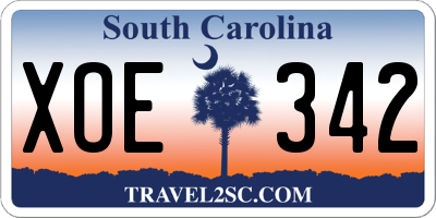 SC license plate XOE342