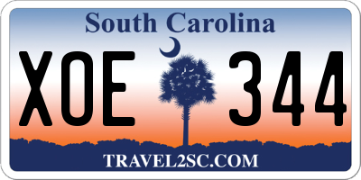 SC license plate XOE344