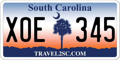SC license plate XOE345