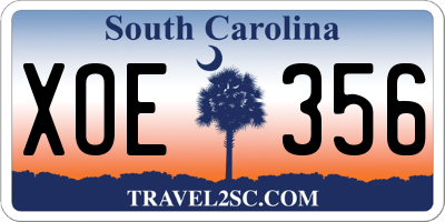 SC license plate XOE356