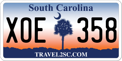 SC license plate XOE358