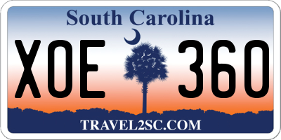 SC license plate XOE360