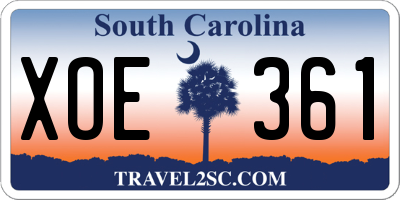 SC license plate XOE361