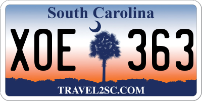 SC license plate XOE363