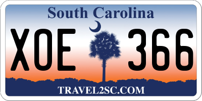 SC license plate XOE366