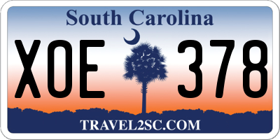 SC license plate XOE378