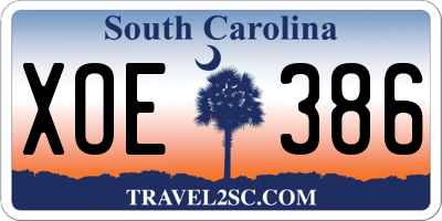 SC license plate XOE386