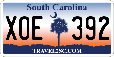 SC license plate XOE392