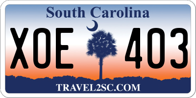 SC license plate XOE403