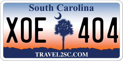 SC license plate XOE404
