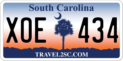SC license plate XOE434