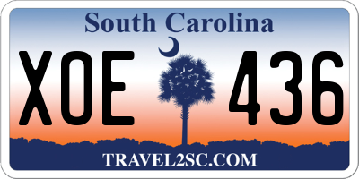 SC license plate XOE436