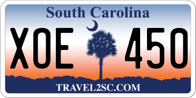 SC license plate XOE450
