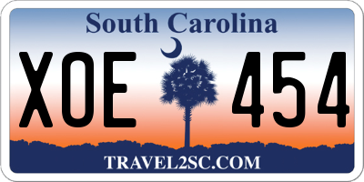 SC license plate XOE454