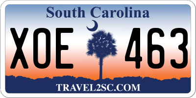 SC license plate XOE463