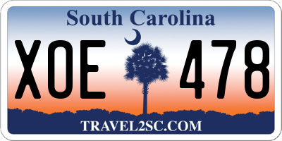 SC license plate XOE478