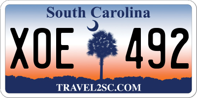 SC license plate XOE492