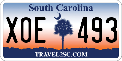 SC license plate XOE493