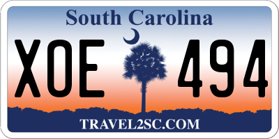 SC license plate XOE494
