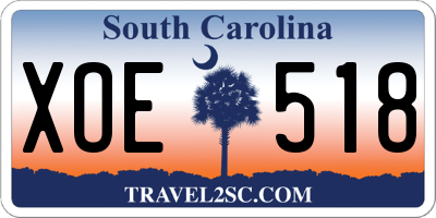 SC license plate XOE518