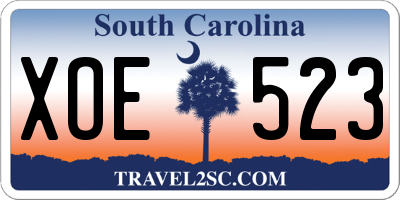 SC license plate XOE523