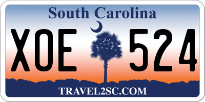 SC license plate XOE524