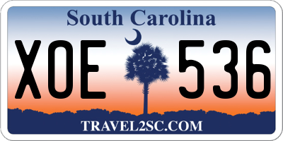 SC license plate XOE536