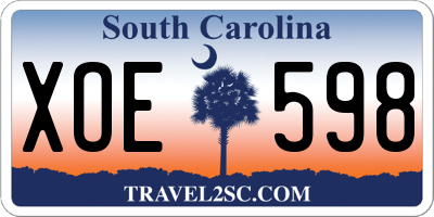 SC license plate XOE598