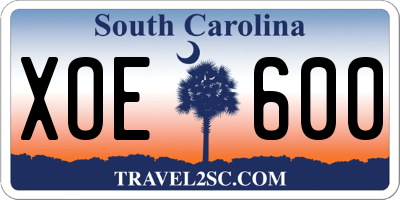 SC license plate XOE600