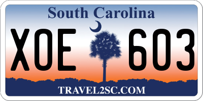 SC license plate XOE603