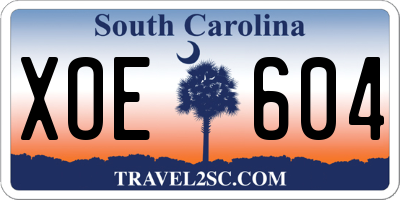 SC license plate XOE604