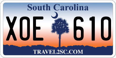 SC license plate XOE610