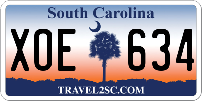 SC license plate XOE634