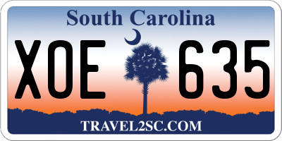 SC license plate XOE635