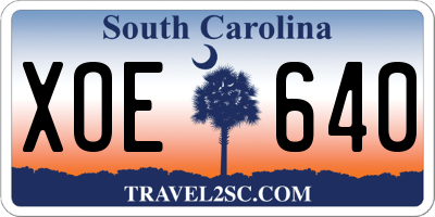 SC license plate XOE640