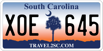 SC license plate XOE645