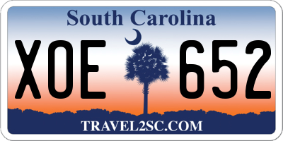SC license plate XOE652