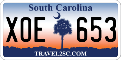 SC license plate XOE653