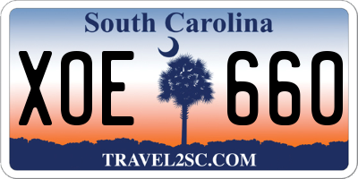 SC license plate XOE660