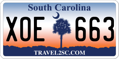 SC license plate XOE663