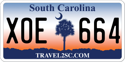SC license plate XOE664