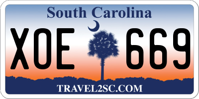 SC license plate XOE669