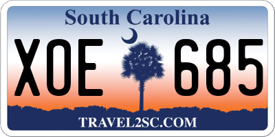 SC license plate XOE685