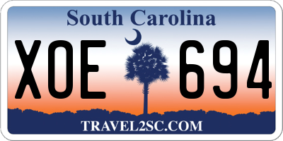 SC license plate XOE694