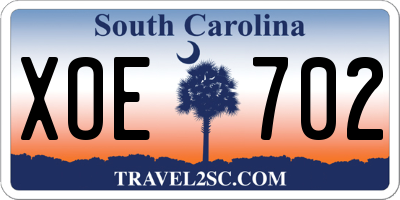 SC license plate XOE702