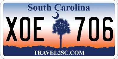SC license plate XOE706