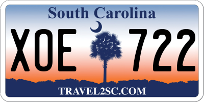 SC license plate XOE722