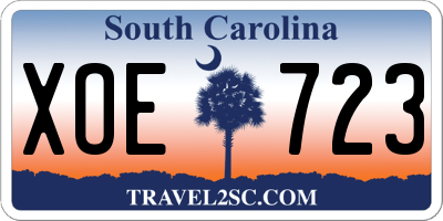 SC license plate XOE723