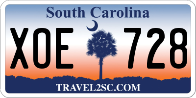SC license plate XOE728
