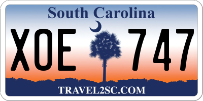 SC license plate XOE747